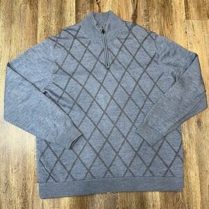 Brooks Brothers Merino Wool Quarter Zip Sweater XXL Mens Blue Comfortable